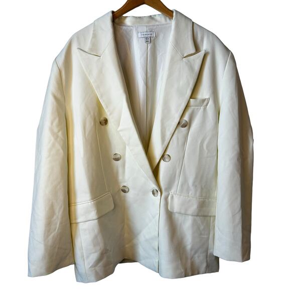 TOPSHOP New Womens 90s Double Breasted Oversized Blazer Cream 12 Academia Career - Picture 4 of 13